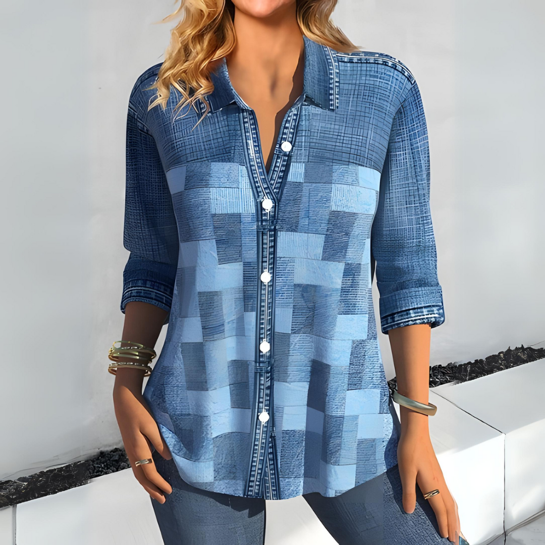Alessia – Geruite Blouse met Lange Mouwen voor Dames | Stijlvol, Comfortabel & Veelzijdig