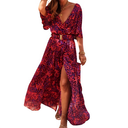 Sofía – Zomerse Maxi Jurk met Bloemenprint & Split | Luchtig & Elegant