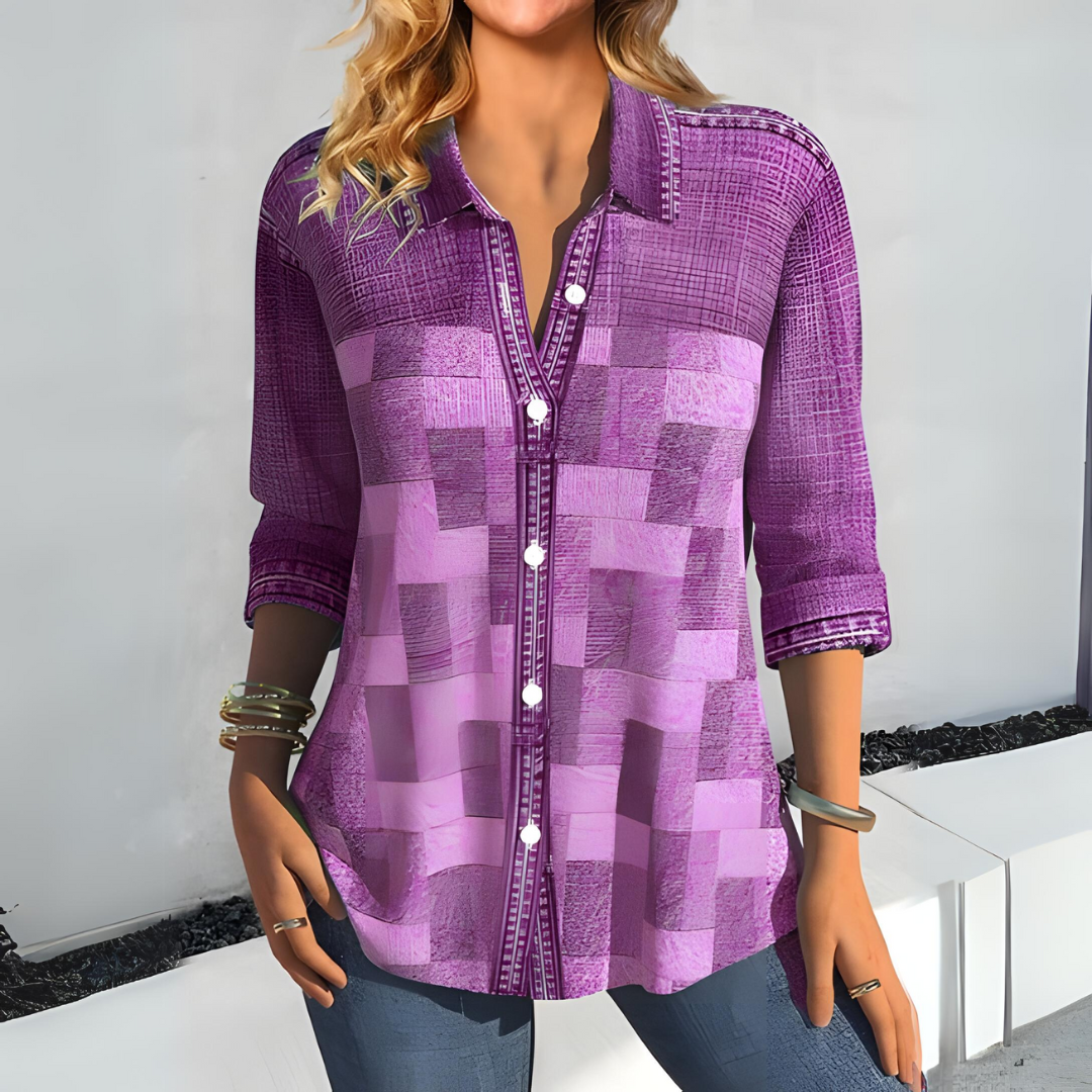 Alessia – Geruite Blouse met Lange Mouwen voor Dames | Stijlvol, Comfortabel & Veelzijdig