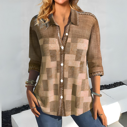 Alessia – Geruite Blouse met Lange Mouwen voor Dames | Stijlvol, Comfortabel & Veelzijdig