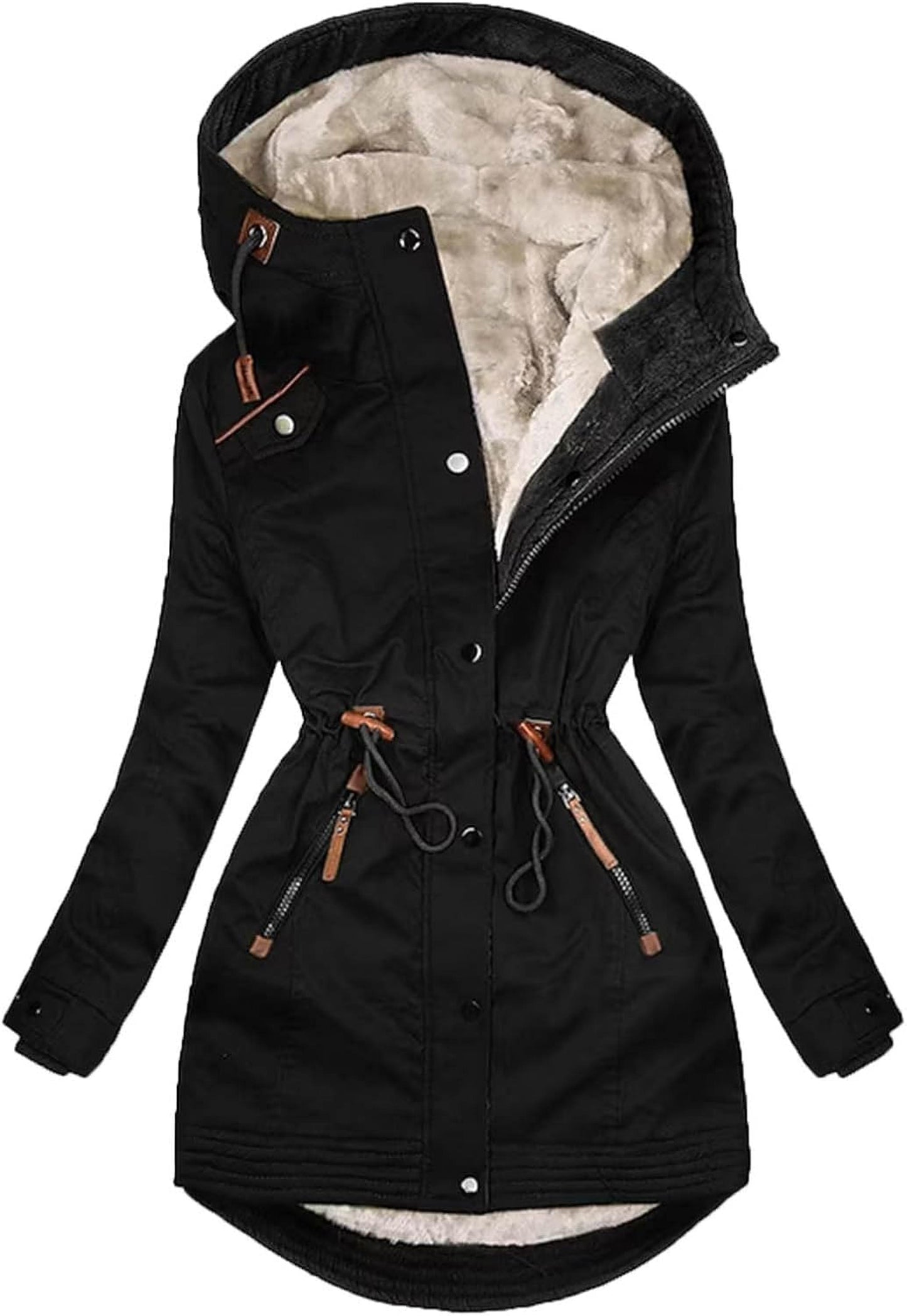 Aurora – Dames Fleece Capuchonjas met Bontkraag | Warm & Stijlvol