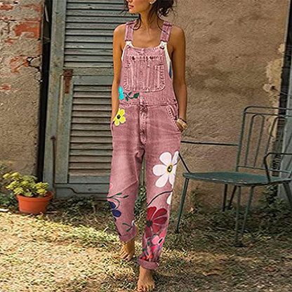 Flora – Denim Jumpsuit met Bloemenprint | Stijlvol & Comfortabel