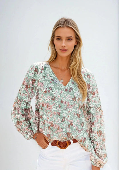 Élise – Damesblouse met Bloemenprint | Luchtig, Elegant & Comfortabel