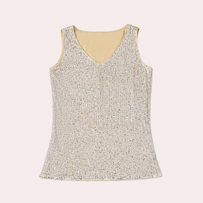 Giulia | Glitter Damestop | Elegante Mouwloze Top met Comfortabele Pasvorm