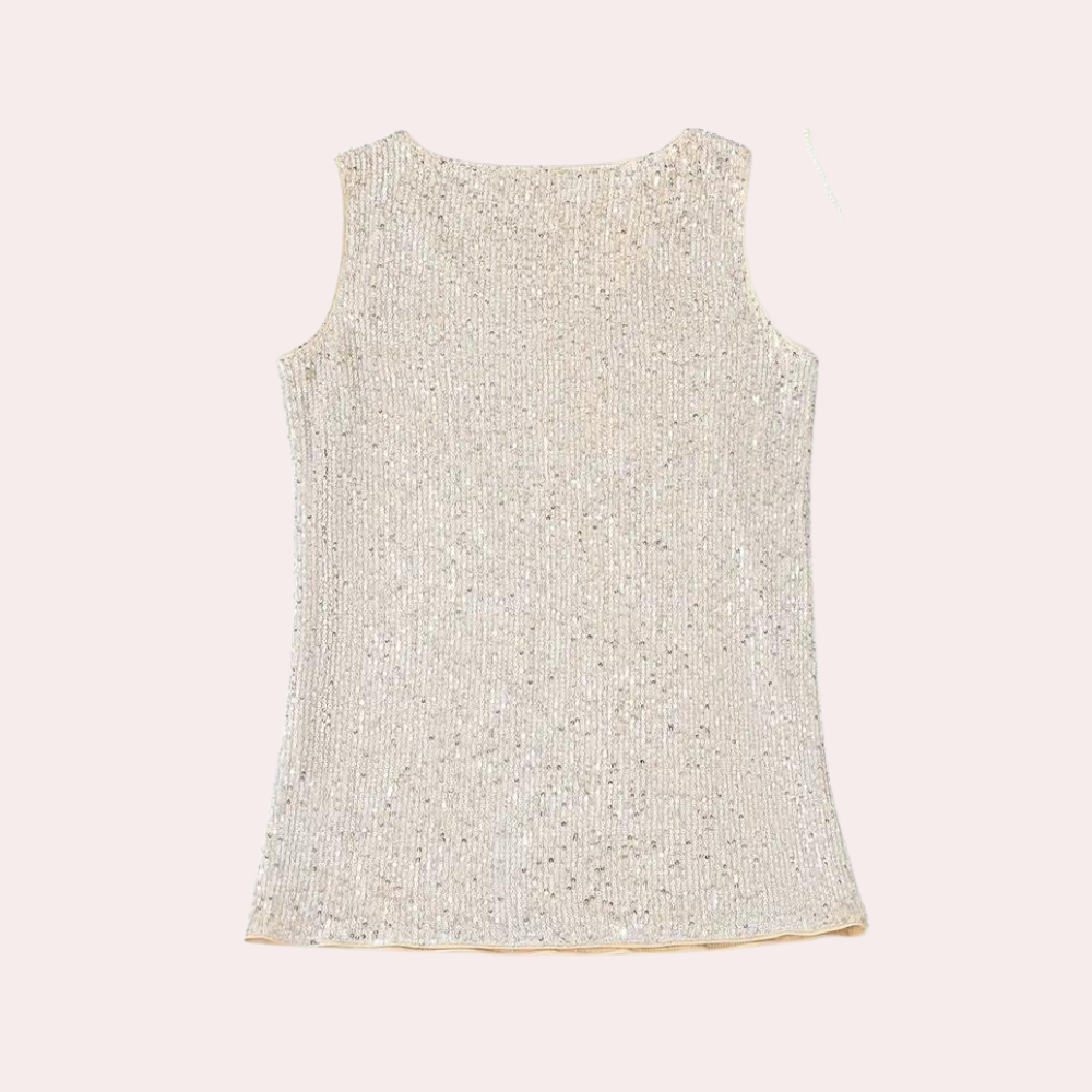 Giulia | Glitter Damestop | Elegante Mouwloze Top met Comfortabele Pasvorm
