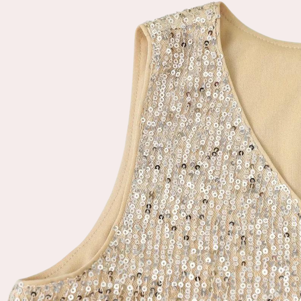Giulia | Glitter Damestop | Elegante Mouwloze Top met Comfortabele Pasvorm
