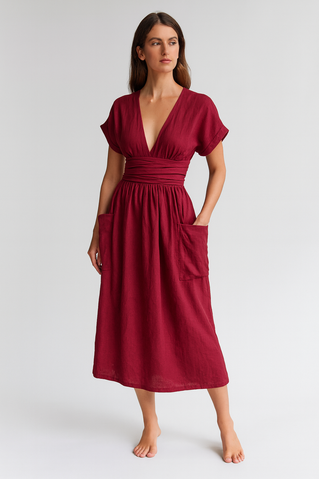 Sophia – Casual V-Hals A-Lijn Zomerjurk | Elegantie & Comfort in Eén