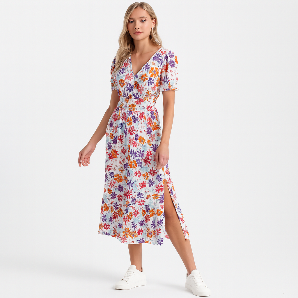 Isabella – Zomerse Casual Midi Jurk met Split | Luchtig & Elegant voor Elke Gelegenheid