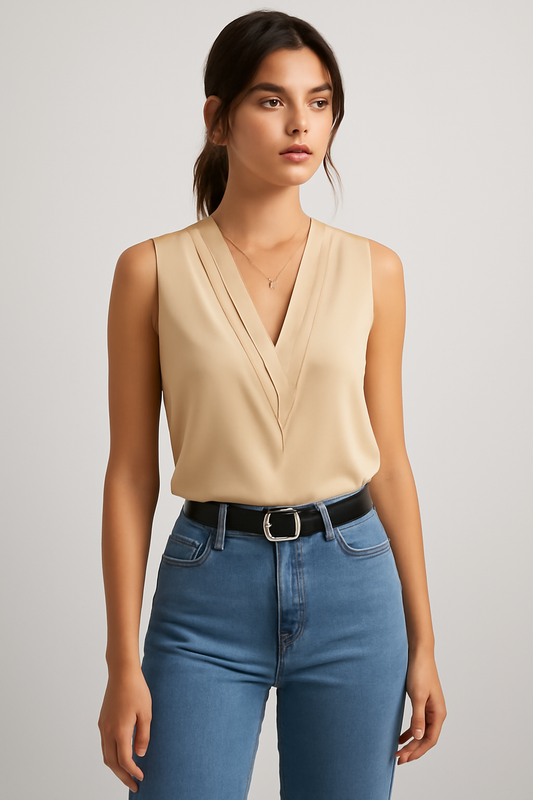 Aurélie | Mouwloze V-Hals Blouse voor Dames | Chic & Comfortabel voor de Zomer