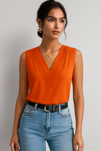 Aurélie | Mouwloze V-Hals Blouse voor Dames | Chic & Comfortabel voor de Zomer