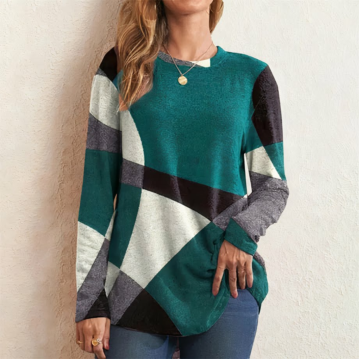 Nova – Dames Kleurblok Trui | Modern, Stijlvol & Comfortabel