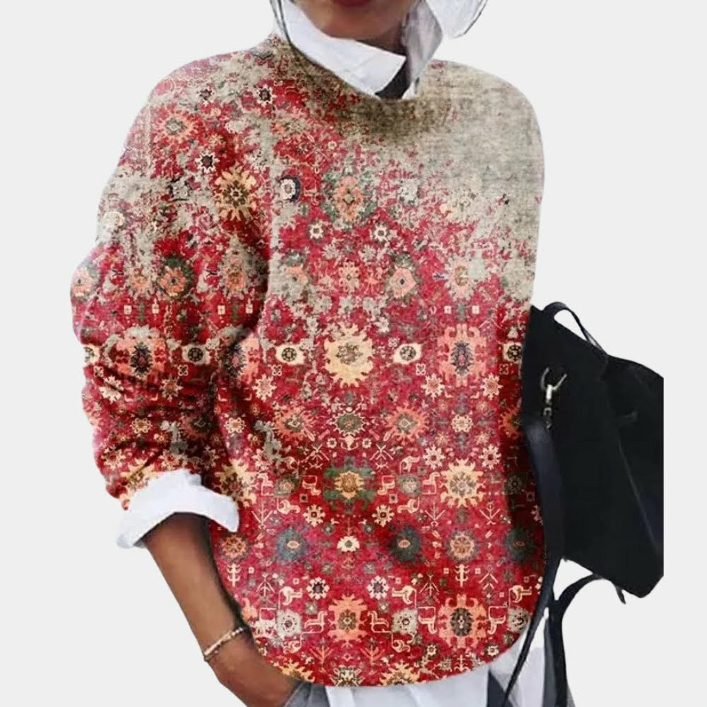 Élodie – Lichte Gebreide Damestrui met Print | Stijlvol, Comfortabel & Ademend