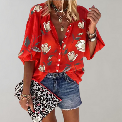 Elena | Damesblouse met Bloemenprint | Luchtig & Stijlvol voor Elke Gelegenheid