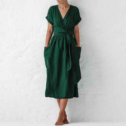 Sophia – Casual V-Hals A-Lijn Zomerjurk | Elegantie & Comfort in Eén