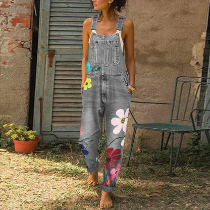 Flora – Denim Jumpsuit met Bloemenprint | Stijlvol & Comfortabel