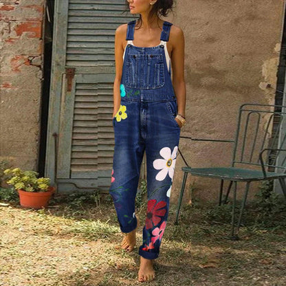 Flora – Denim Jumpsuit met Bloemenprint | Stijlvol & Comfortabel