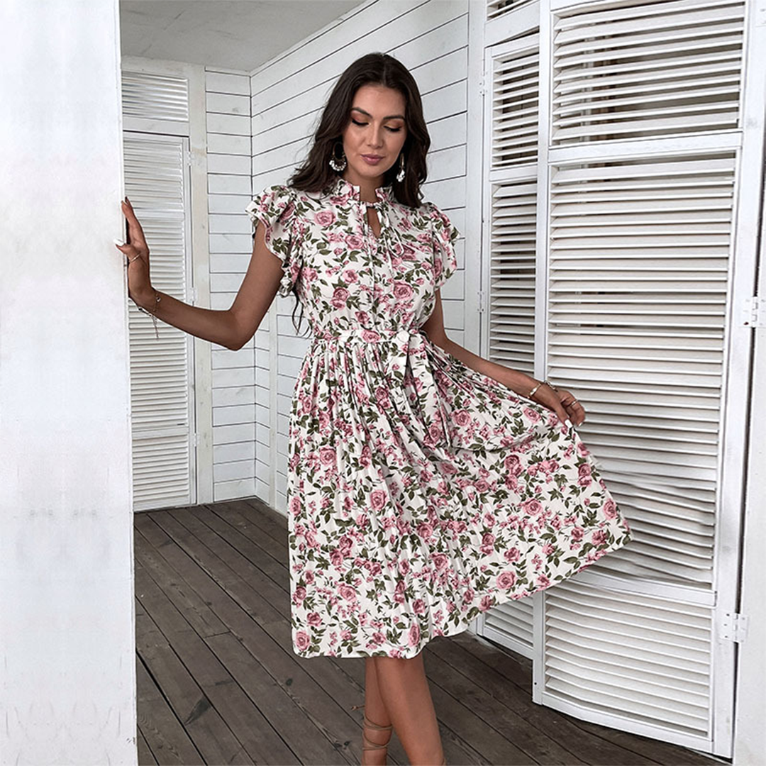 Isabella – Zomerse Bloemenjurk met Tailleband | Tijdloze Elegantie & Comfort