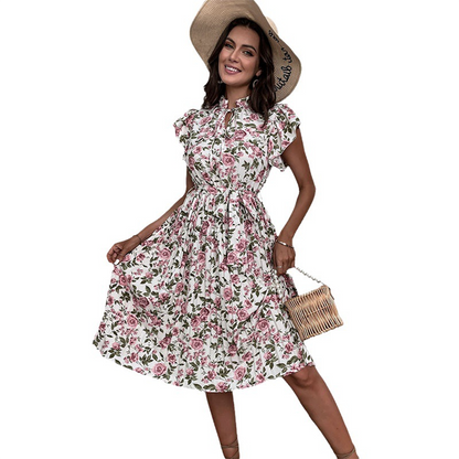 Isabella – Zomerse Bloemenjurk met Tailleband | Tijdloze Elegantie & Comfort