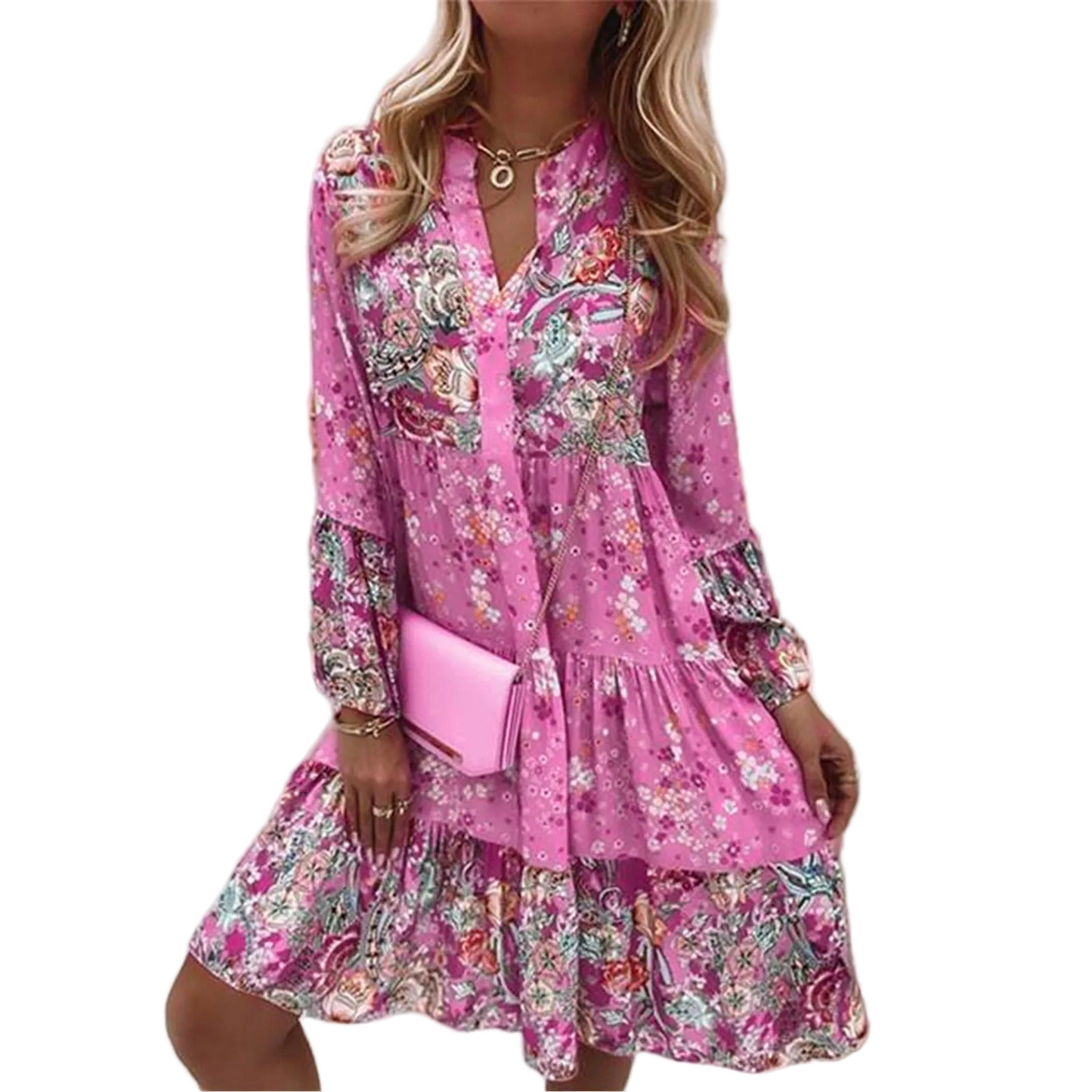 Valentina | Bohemian Jurk met Print en Etnische Charme