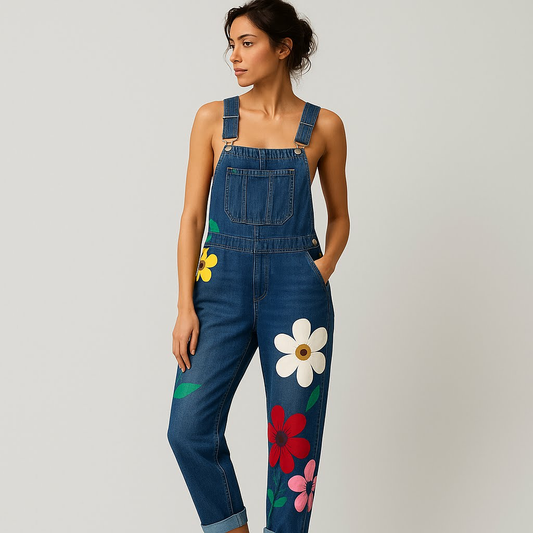 Flora – Denim Jumpsuit met Bloemenprint | Stijlvol & Comfortabel