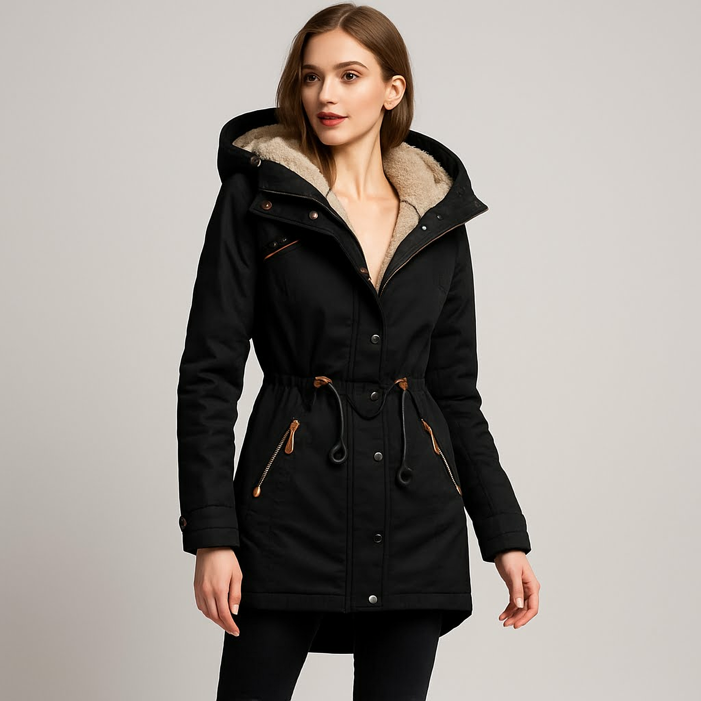 Aurora – Dames Fleece Capuchonjas met Bontkraag | Warm & Stijlvol