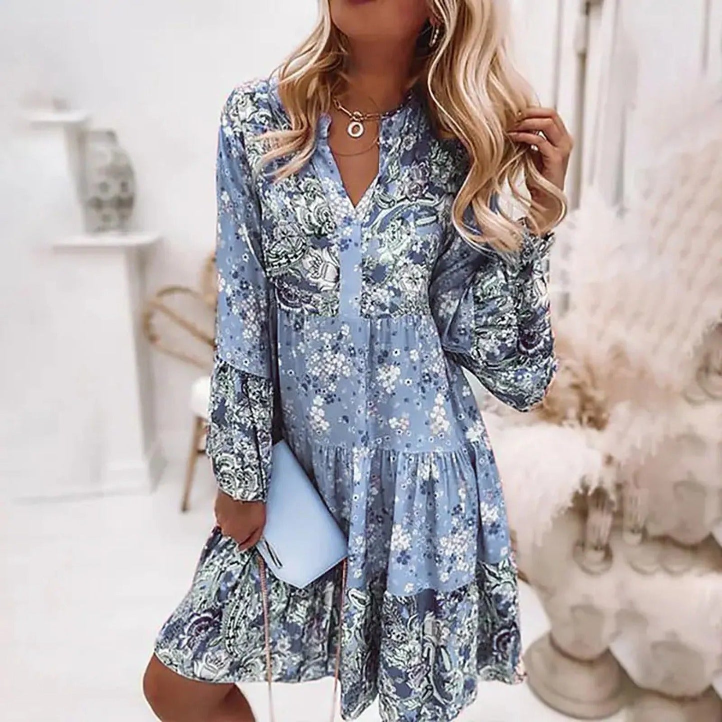 Valentina | Bohemian Jurk met Print en Etnische Charme
